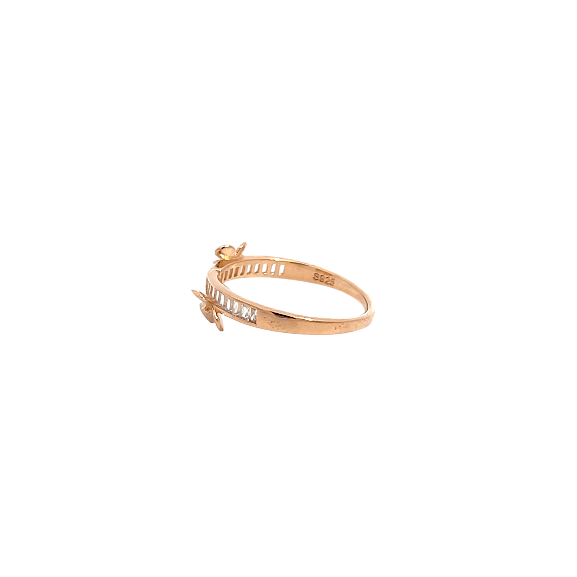 Purpleluck Rose Gold Radiant floral Ring modern design luxury sterling silver ring