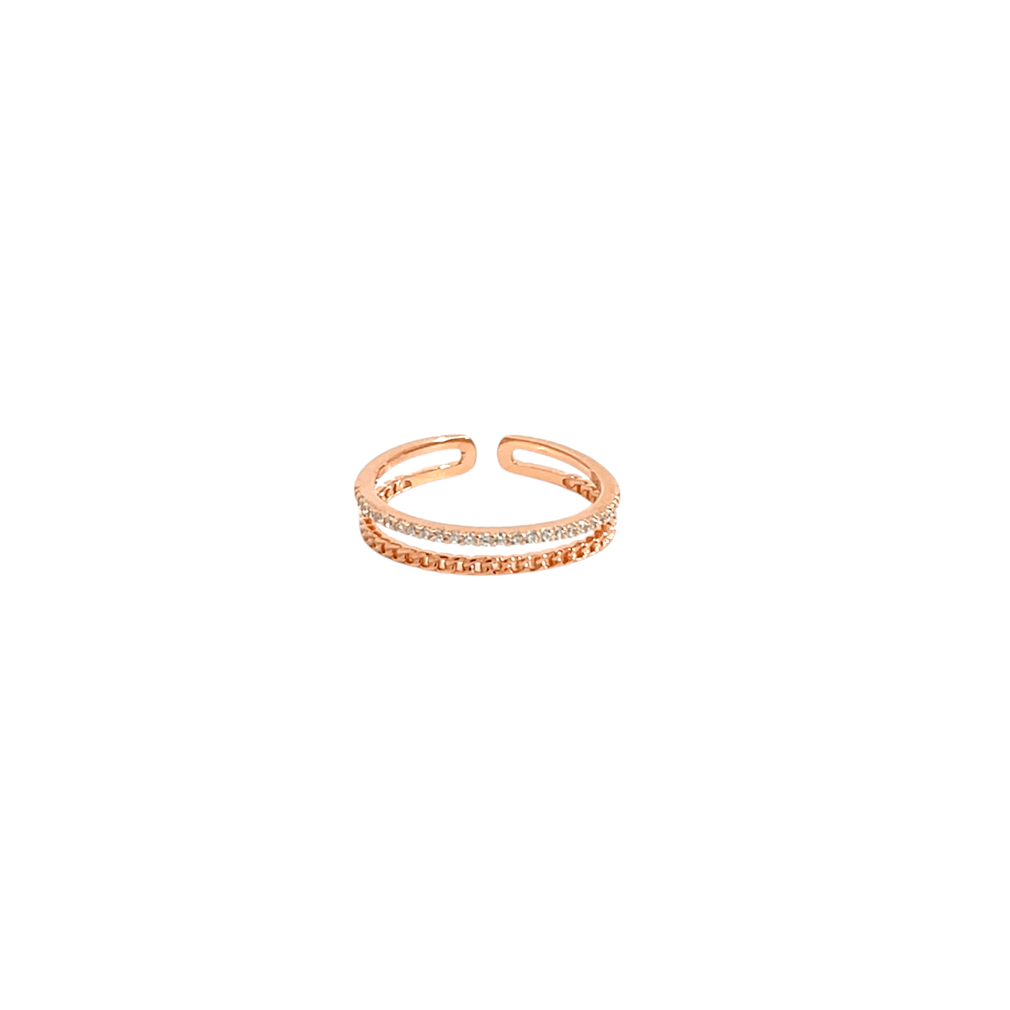 PurpleLuck Rose Gold Celestial Open Band 925 Silver Zircon Stones party wear ring for gifting 