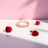 PurpleLuck Rose Gold Celestial Open Band 925 Silver Zircon Stones party wear ring for gifting 