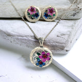 PurpleLuck Rose 999 Silver Pendant Set. Sophisticated pendant and earrings for women and girls . Rakshabandhan Gift for sister. Gift for Valentine