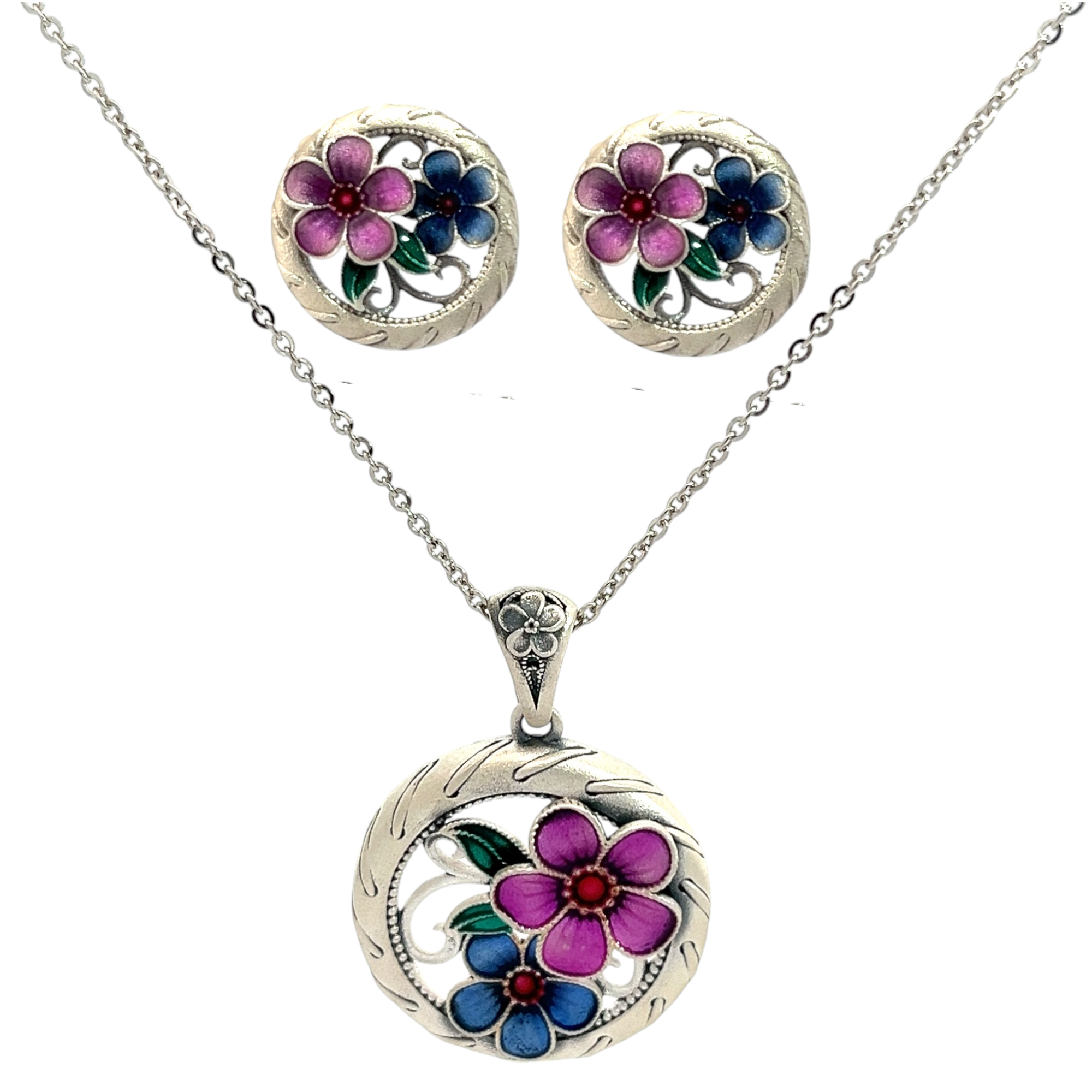 PurpleLuck Rose 999 Silver Pendant Set. Sophisticated pendant and earrings for women and girls . Rakshabandhan Gift for sister. Gift for Valentine