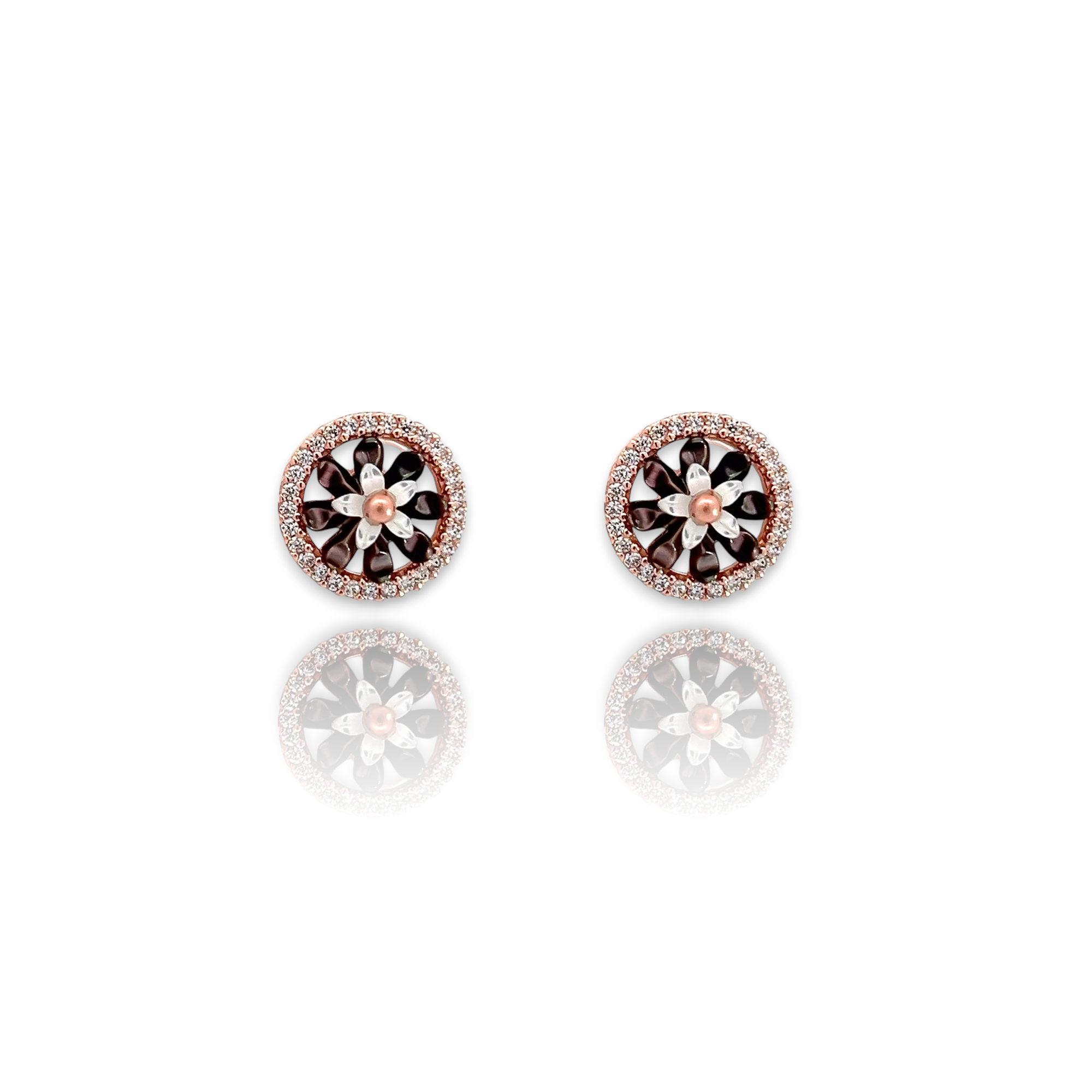 PurpleLuck Floral Stud  925 Silver Earrings trendy rose gold earrings