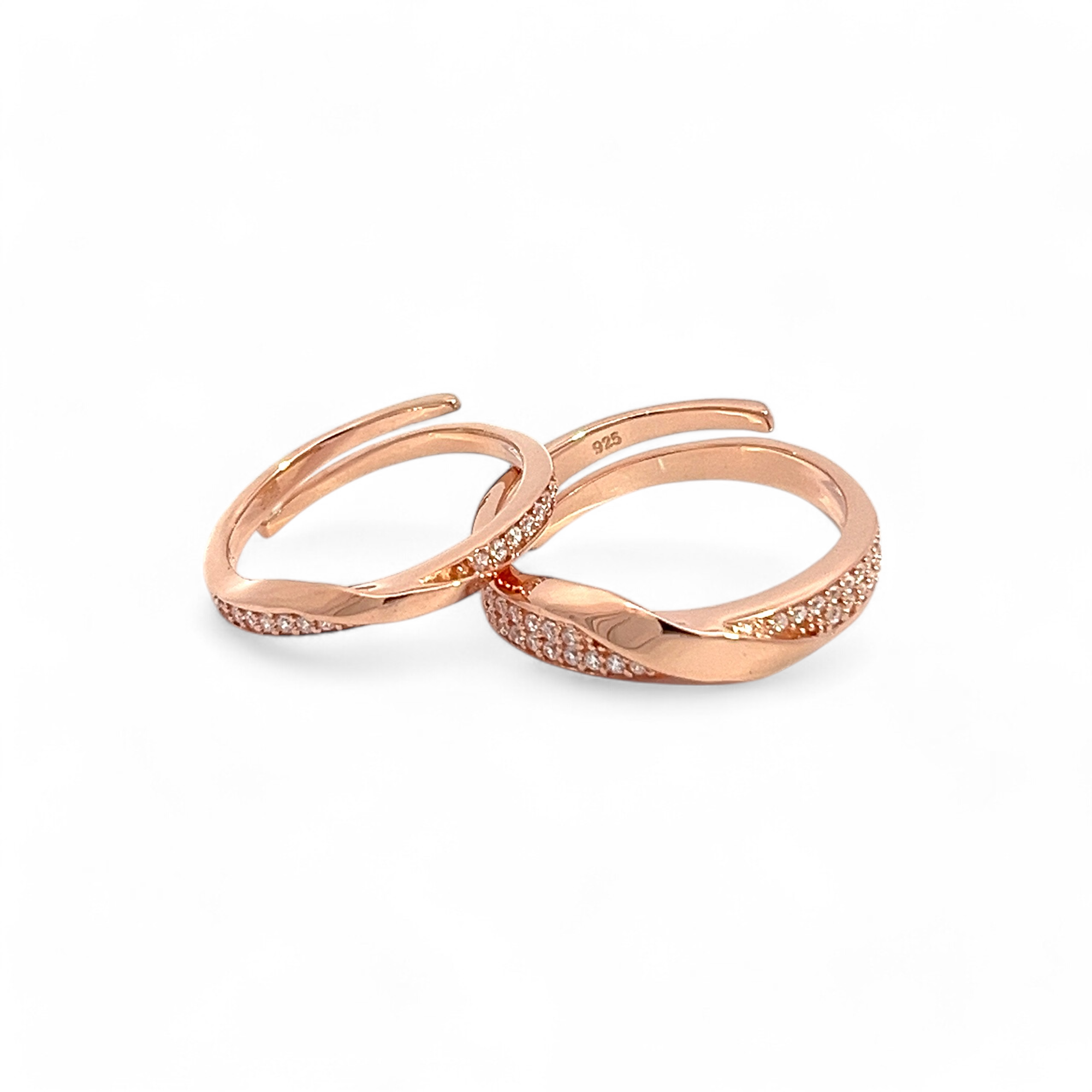 PurpleLuck Sakura 925 Silver Couple Rings in rose gold plating perfect present for Him and Her. Adjustable rings for Valentines day