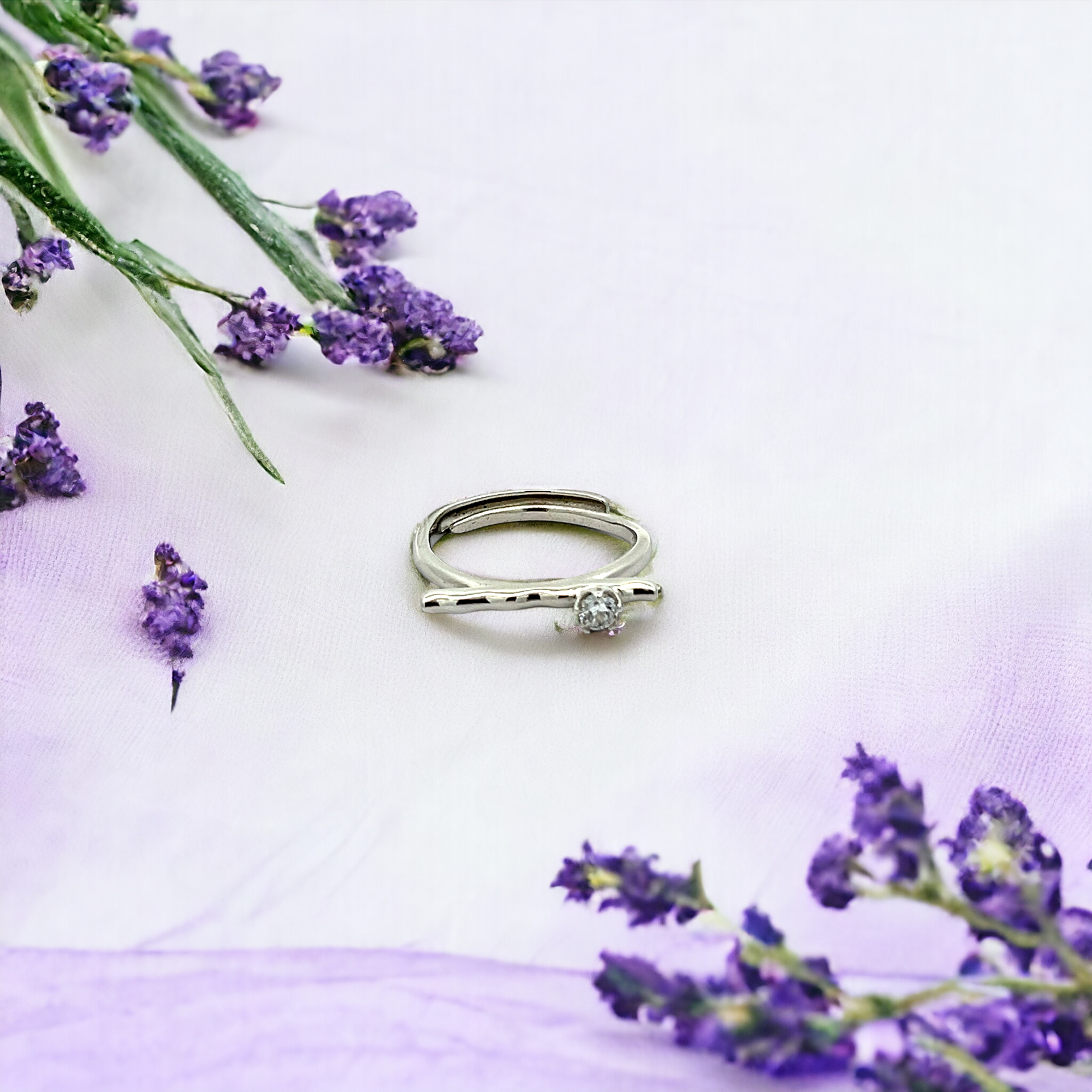 PurpleLuck Sandra 925 Silver Ring Dainty and minimal adjustable ring for women and girls