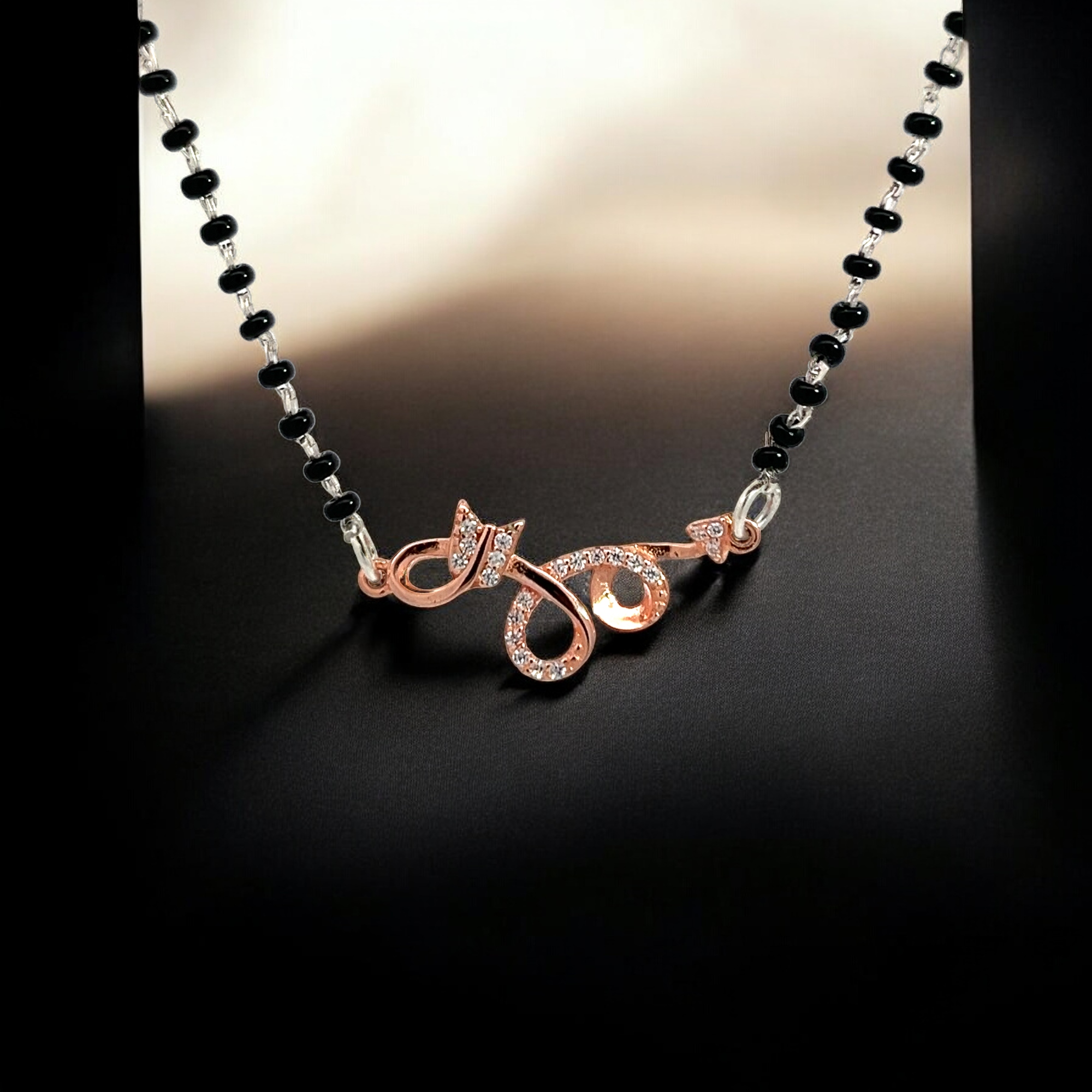 PurpleLuck Sara Rose Gold Mangalsutra. Sterling Silver jewellery for women and gift for wife
