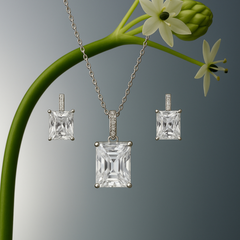 Purpleluck Radiant Solitaire 925 Silver Pendant Set trendy and minimal pendant set. Romantic gift for women