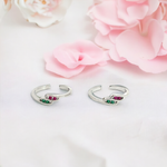 PurpleLuck Shruti Silver Toe Rings Traditional sterling silver jewelry with stones