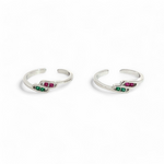 PurpleLuck Shruti Silver Toe Rings Traditional sterling silver jewelry with stones