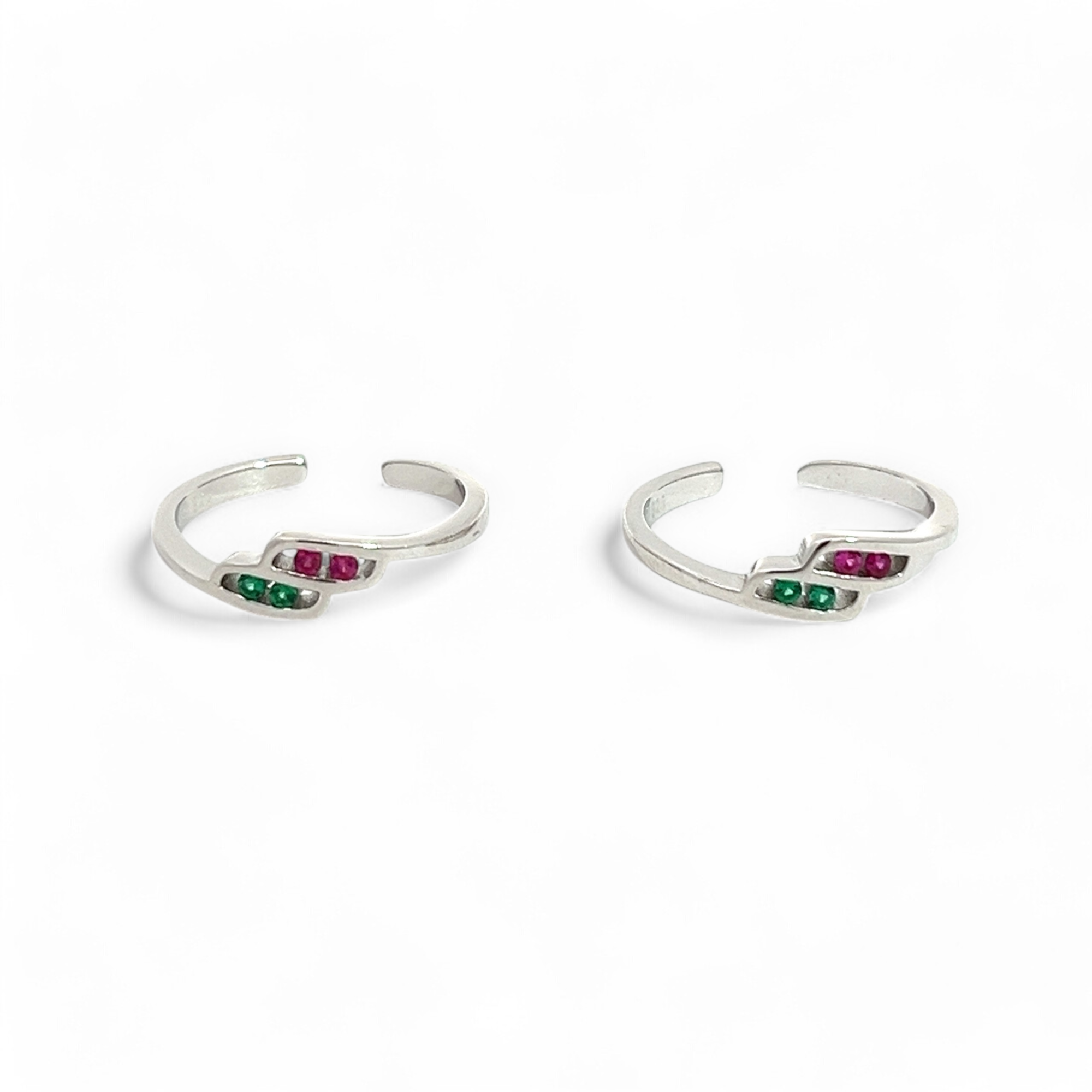 PurpleLuck Shruti Silver Toe Rings Traditional sterling silver jewelry with stones