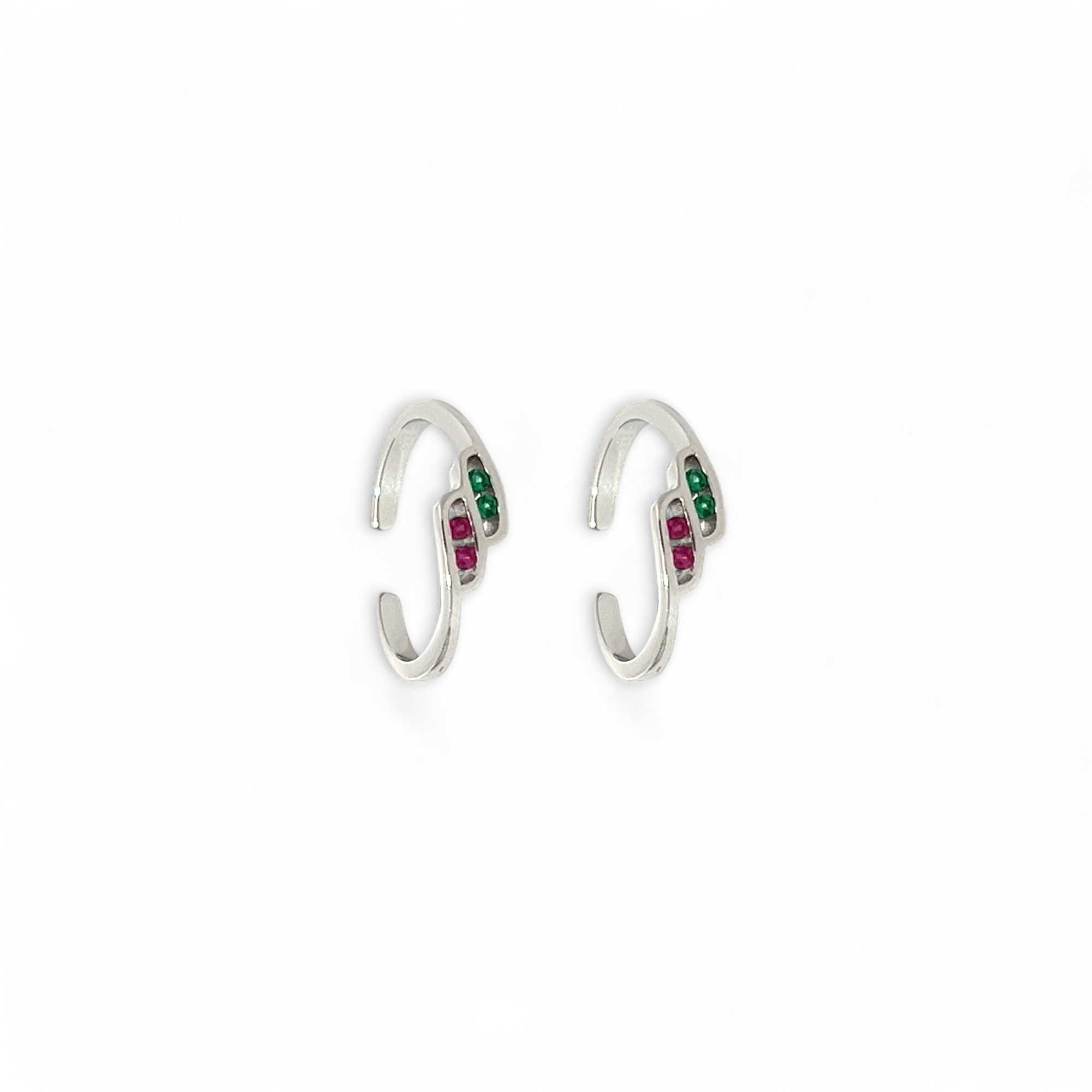PurpleLuck Shruti Silver Toe Rings Traditional sterling silver jewelry with stones