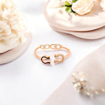 PurpleLuck Double-Sided 925 Silver Stackable Ring. Rose Gold trendy minimalistic Ring