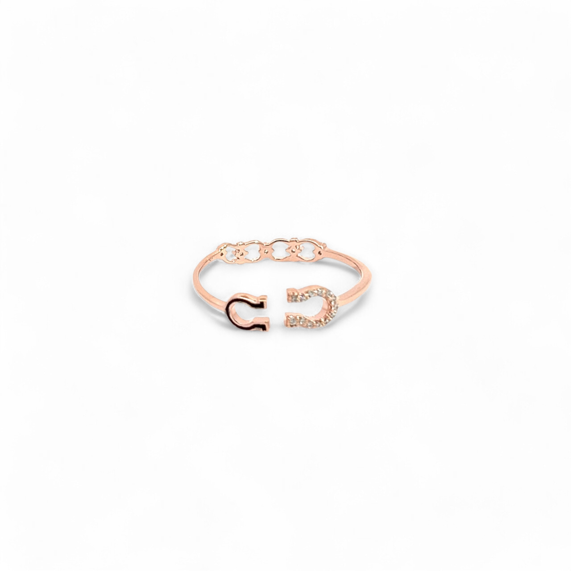 PurpleLuck Double-Sided 925 Silver Stackable Ring. Rose Gold trendy minimalistic Ring