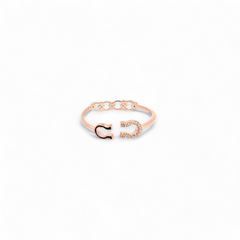 PurpleLuck Double-Sided 925 Silver Stackable Ring. Rose Gold trendy minimalistic Ring