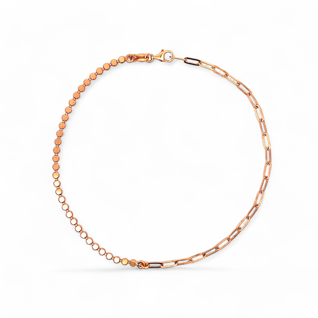 PurpleLuck Tamanna Rose Gold Italian Anklet. Sterling Silver simple daily wear anklet for women and girls. Ideal gift for wife