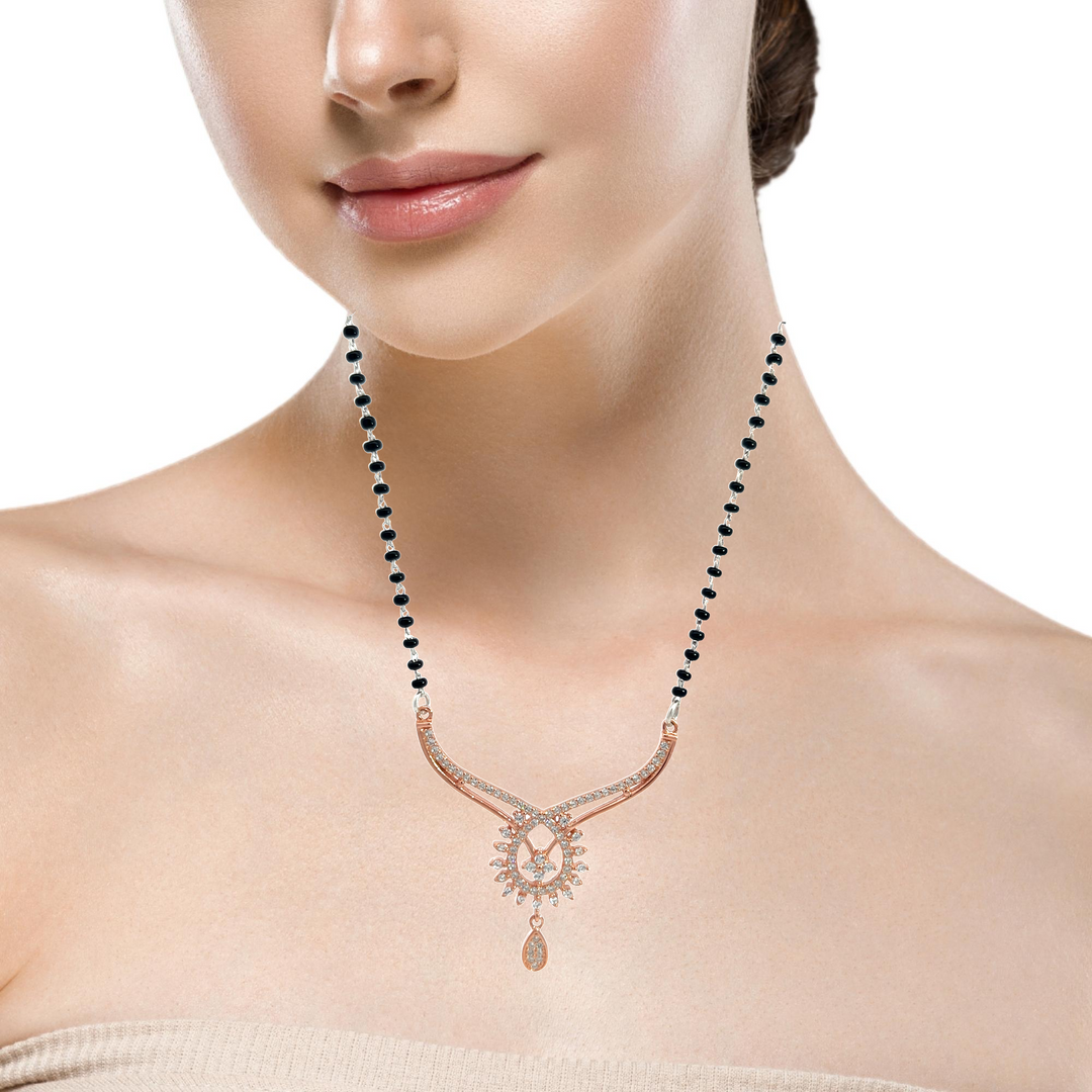Purpleluck Tanvi 925 Silver Mangalsutra. Rose Gold plated women jewellery