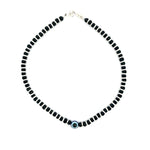 PurpleLuck Tara 925 Silver Evil Eye Anklet. Delicate anti-nazar jewellery for women daily wear