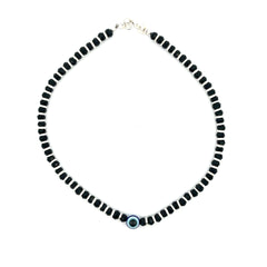 PurpleLuck Tara 925 Silver Evil Eye Anklet. Delicate anti-nazar jewellery for women daily wear