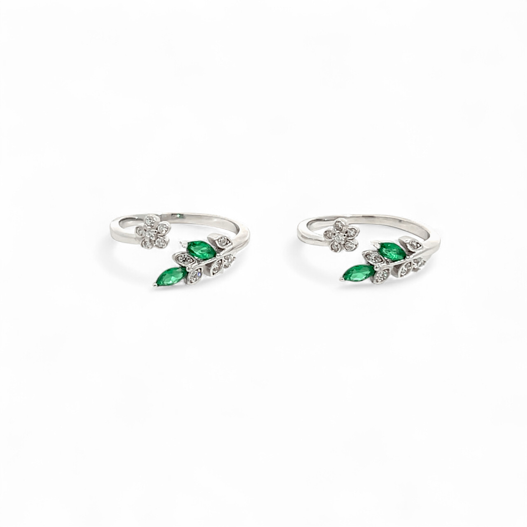 PurpleLuck Silver Verdant Toe Rings