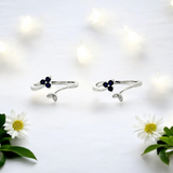 PurpleLuck Silver Tranquil Blue Toe Rings