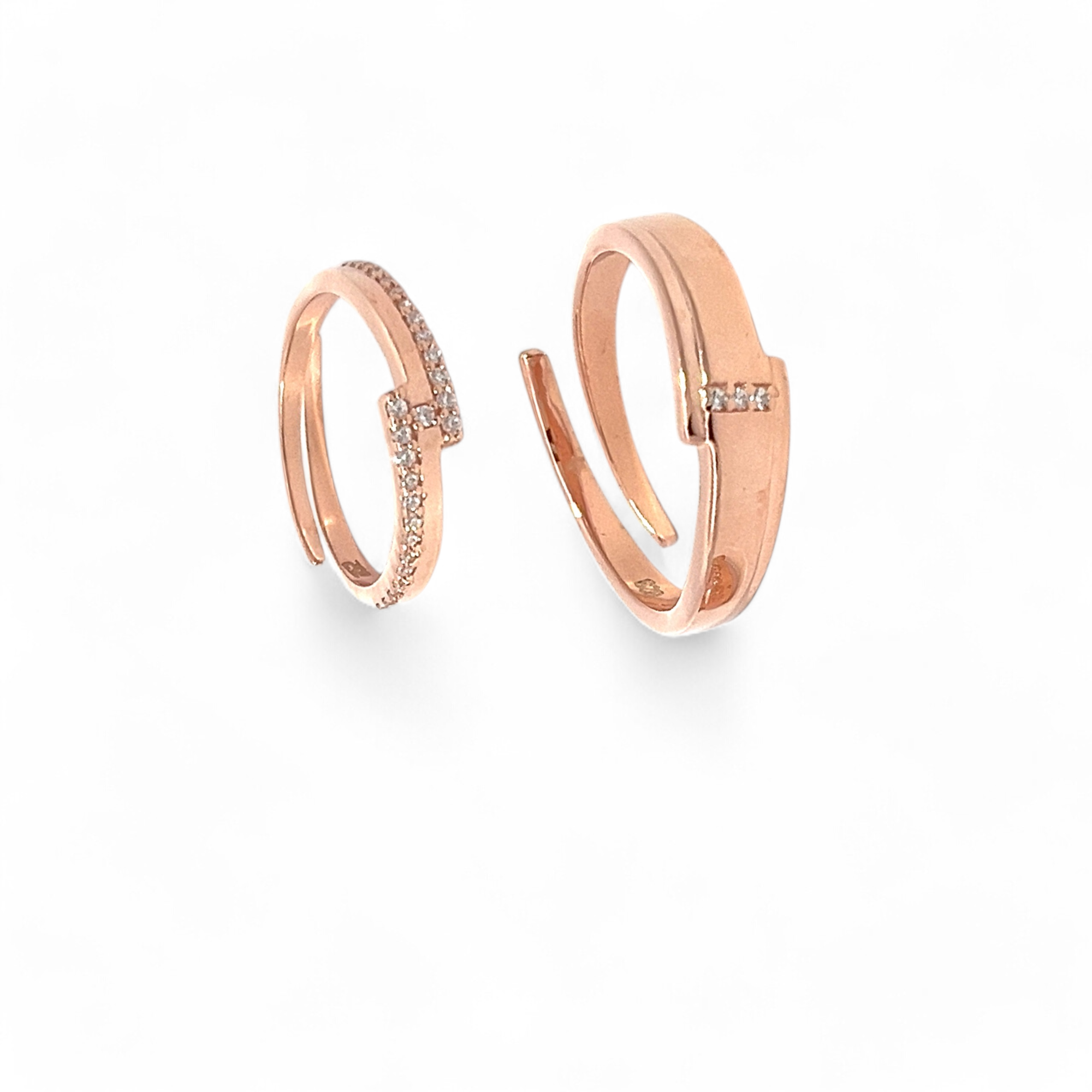 PurpleLuck Valentine 925 Silver Couple Rings for Valentines day and anniversary gift for couples in rose gold. Adjustable ring for romantic gift