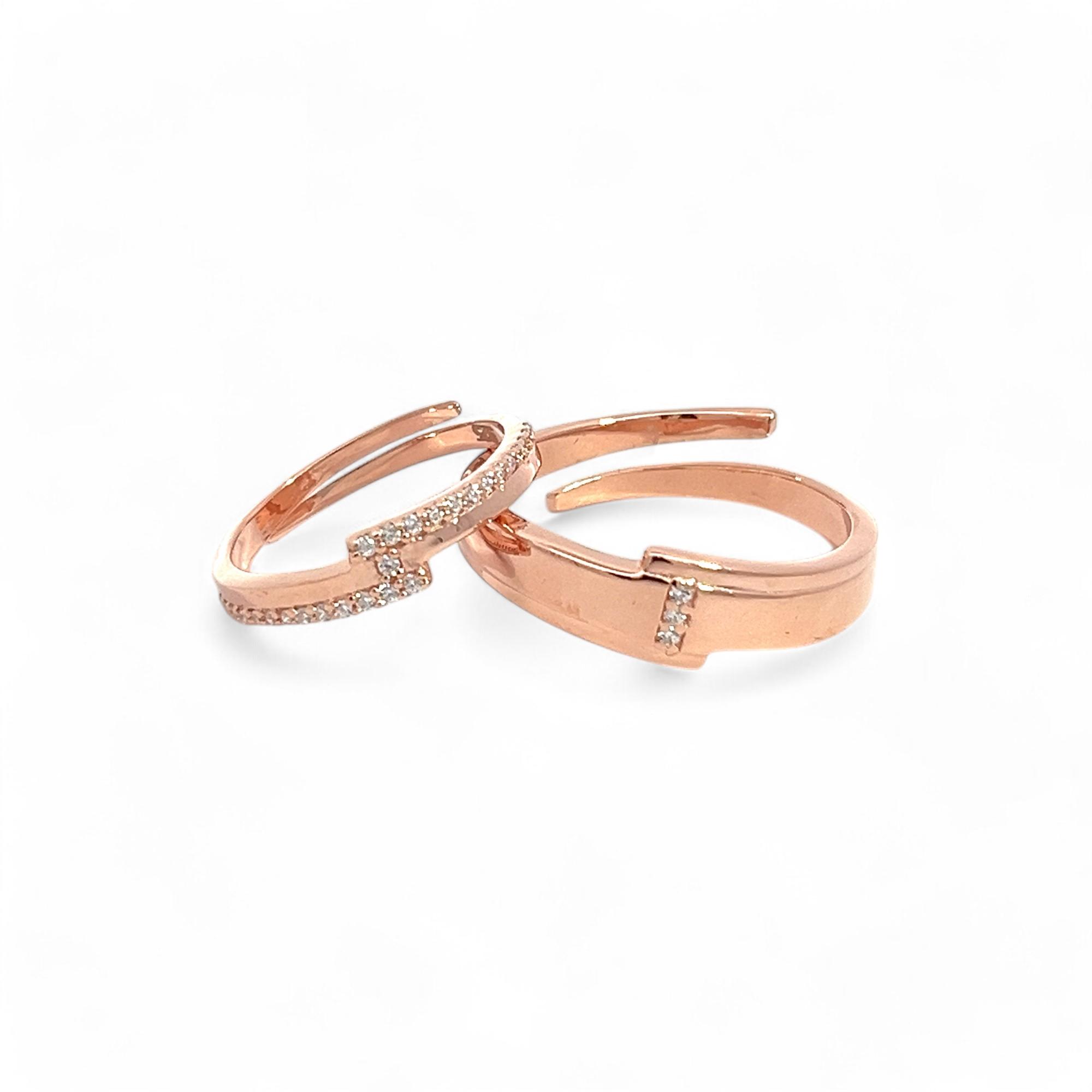 PurpleLuck Valentine 925 Silver Couple Rings for Valentines day and anniversary gift for couples in rose gold. Adjustable ring for romantic gift