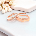 PurpleLuck Valentine 925 Silver Couple Rings for Valentines day and anniversary gift for couples in rose gold. Adjustable ring for romantic gift
