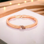PurpleLuck Vanessa 925 Silver Bracelet in Rose Gold Plating. Dual sided festive wear bracelet for women and girls