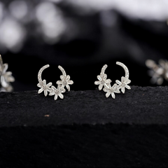 Purpleluck 925 Silver Floral Wreath Earrings for women in floral design and festive wear