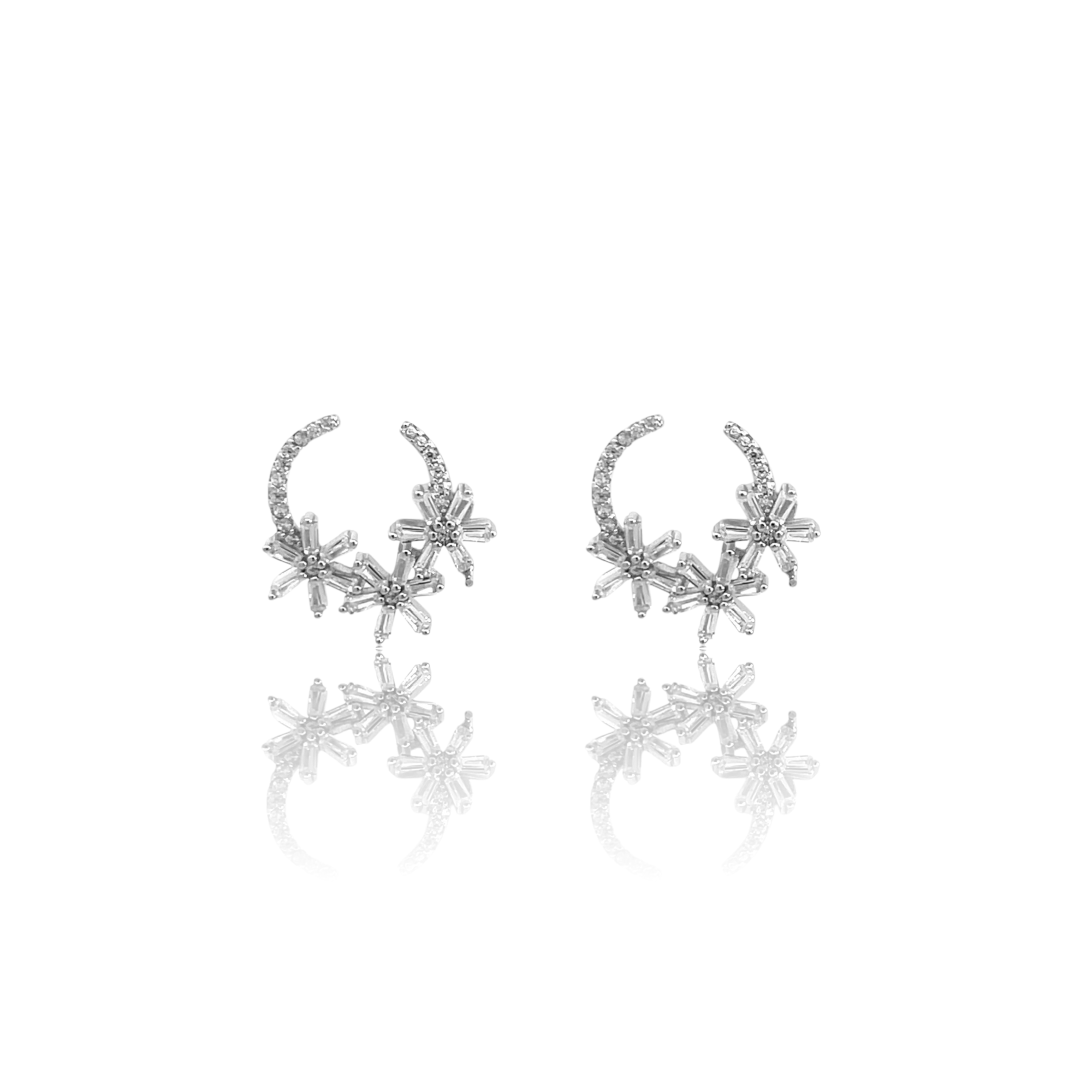 Purpleluck 925 Silver Floral Wreath Earrings for women in floral design and festive wear