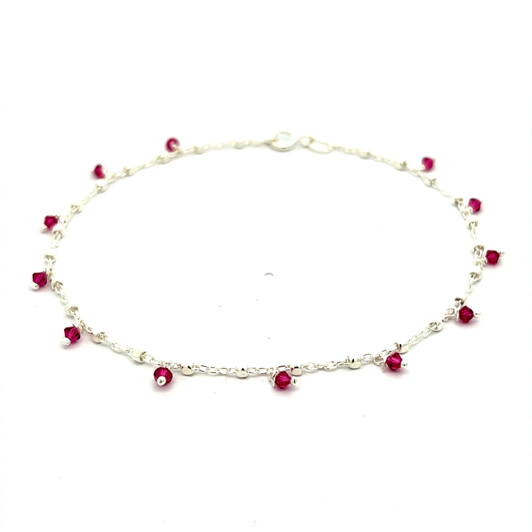 PurpleLuck Yennefer Silver Anklet. Sterling Silver bead anklet. Charming and elegant single leg anklet