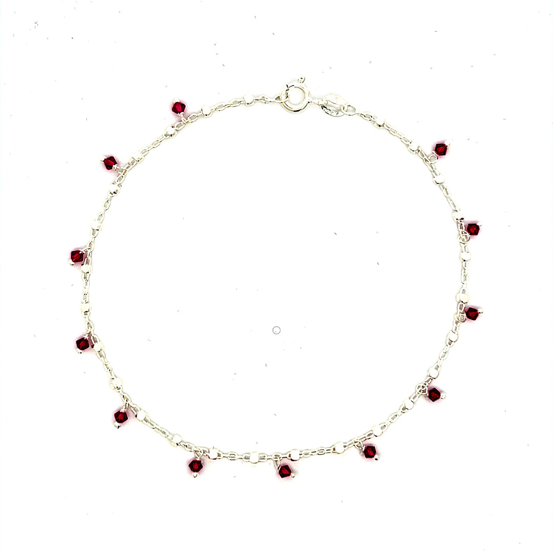 PurpleLuck Yennefer Silver Anklet. Sterling Silver bead anklet. Charming and elegant single leg anklet