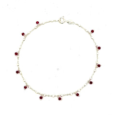 PurpleLuck Yennefer Silver Anklet. Sterling Silver bead anklet. Charming and elegant single leg anklet