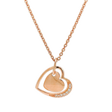 PurpleLuck Heart Of Glass Rose Gold Pendant. Sterling Silver minimal heart shape pendant with adjustable chain for Valentines and anniversary gift for girlfriend and wife