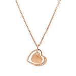 PurpleLuck Heart Of Glass Rose Gold Pendant. Sterling Silver minimal heart shape pendant with adjustable chain for Valentines and anniversary gift for girlfriend and wife