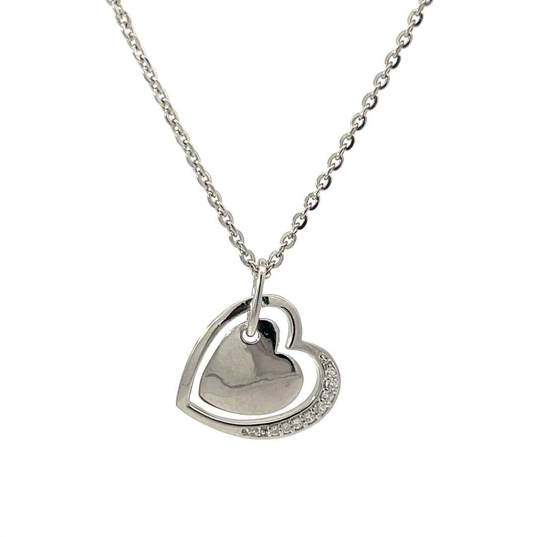 PurpleLuck Heart Of Glass Silver Pendant. Sterling Silver charming romantic gift for girlfriend.