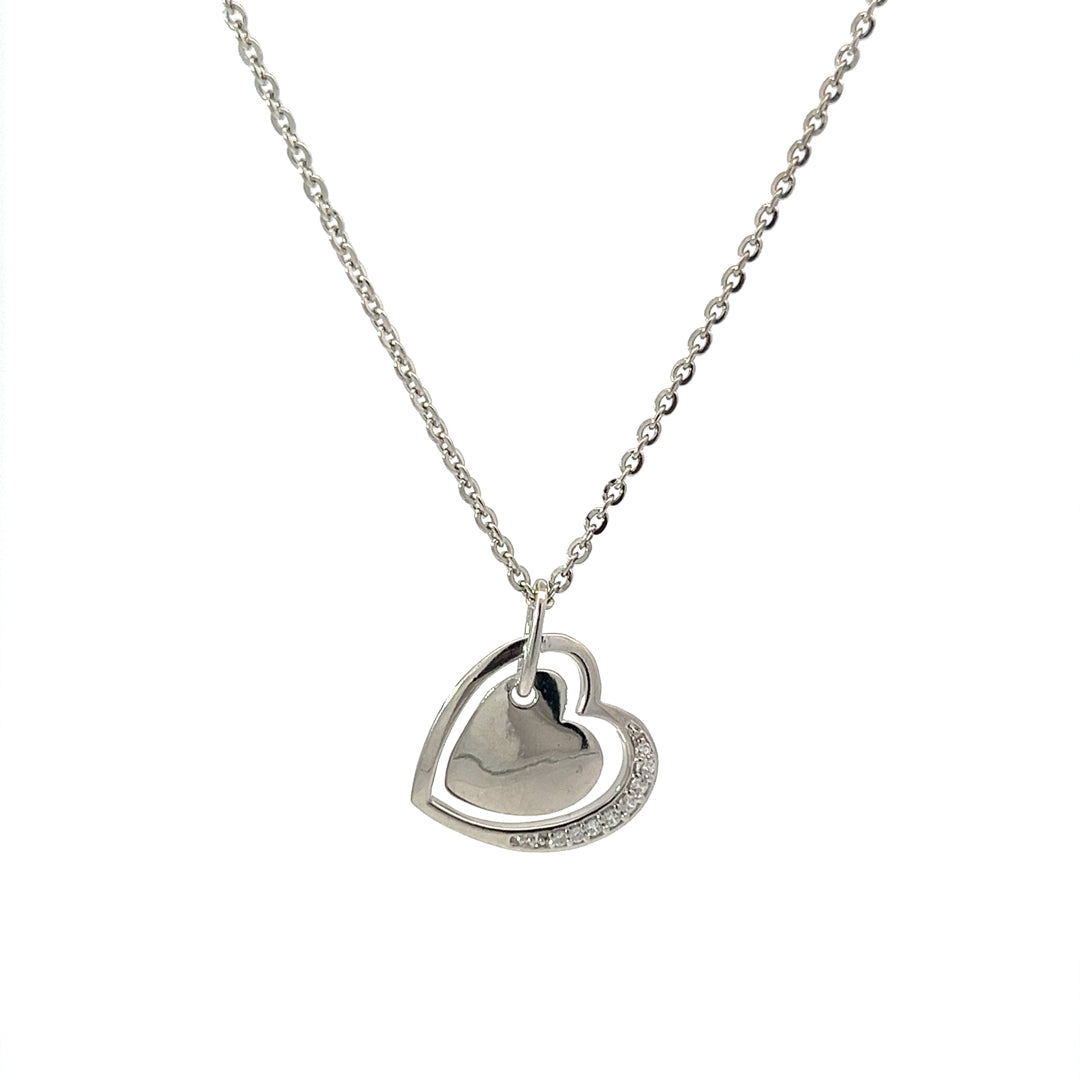 PurpleLuck Heart Of Glass Silver Pendant. Sterling Silver charming romantic gift for girlfriend.