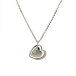 PurpleLuck Heart Of Glass Silver Pendant. Sterling Silver charming romantic gift for girlfriend.